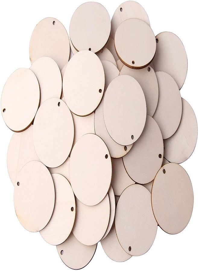 ROOT KRAFT [50pcs]-[ 5cmx5cm]-Round Wooden Pine MDF Cutouts Unfinished Tags for Key Chain,Slices Crafts,Xmas Holiday Hanging Decorations,Painting Wood Craft,MDF Plains,Resin Art Work - Image 1